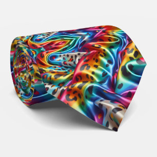 Rainbow Leopard Print Neck Tie
