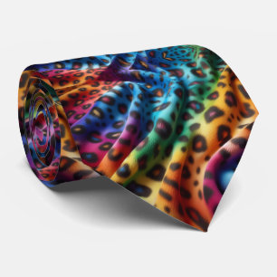 Rainbow Leopard Print Neck Tie