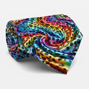 Rainbow Leopard Print Neck Tie