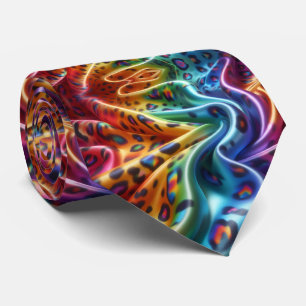 Rainbow Leopard Print Neck Tie