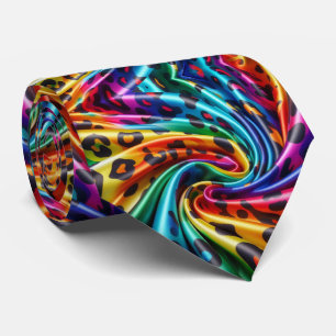 Rainbow Leopard Print Neck Tie
