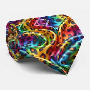 Rainbow Leopard Print Neck Tie