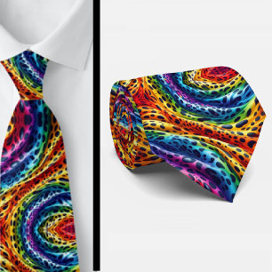 Rainbow Leopard Print Neck Tie