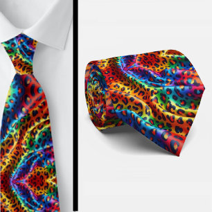 Rainbow Leopard Print Neck Tie