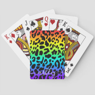 Rainbow Leopard Print Playing Cards
