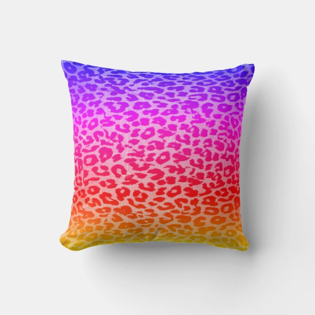 Rainbow Leopard Print Skin Pattern Cushion (Front)