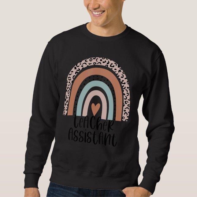 Rainbow Leopard School Teacher Assistant Ed Staff Sweatshirt (Front)