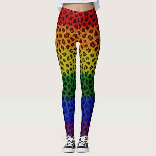 Rainbow Leopard Skin Leggings (Front)