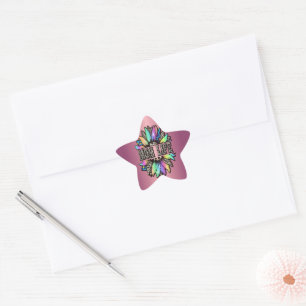 Rainbow Leopard Sunflower Mum Life  Star Sticker