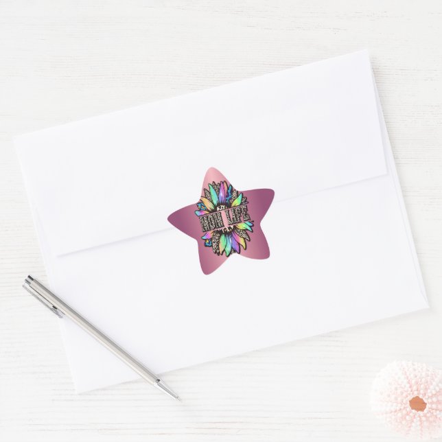 Rainbow Leopard Sunflower Mum Life  Star Sticker (Envelope)