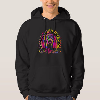 Rainbow Leopard Tie Dye Back To School 2nd Grade T Hoodie