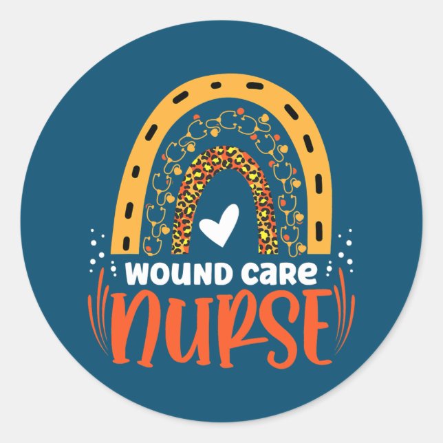 Rainbow Leopard Wound Care Nurse Squad Nursing Classic Round Sticker (Front)