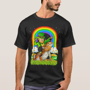 Rainbow Leprechaun Riding Bearded Dragon St Patric T-Shirt