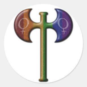 Rainbow Lesbian Pride Labrys Classic Round Sticker