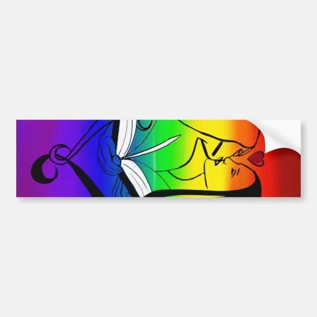 Rainbow Lesbian Romance Bumper Sticker (Front)