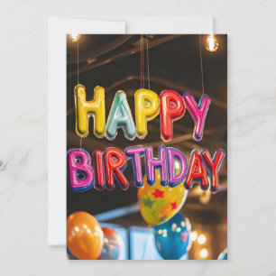 Rainbow Letter Ballons Birthday Party Invitation