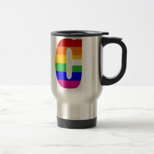 Rainbow Letter C Travel Mug