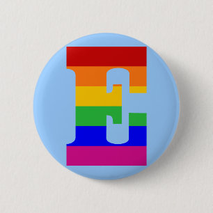 Rainbow Letter E 6 Cm Round Badge