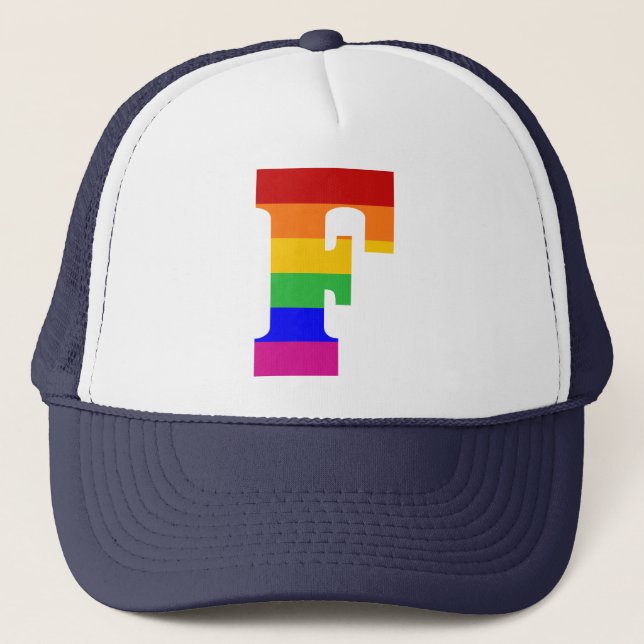 Rainbow Letter F Trucker Hat (Front)