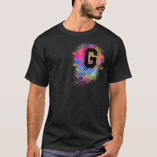 Rainbow Letter G Initial Monogrammed Colourful Pin T-Shirt
