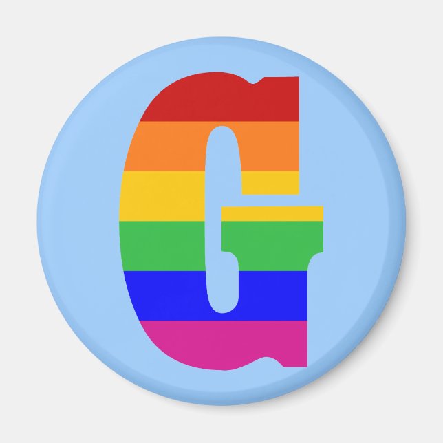 Rainbow Letter G Magnet (Front)