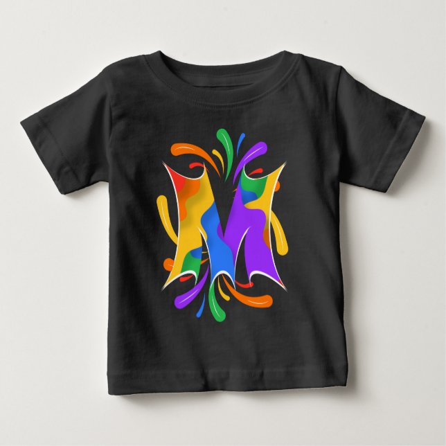 Rainbow Letter M Monogram Abstract Baby T-Shirt (Front)