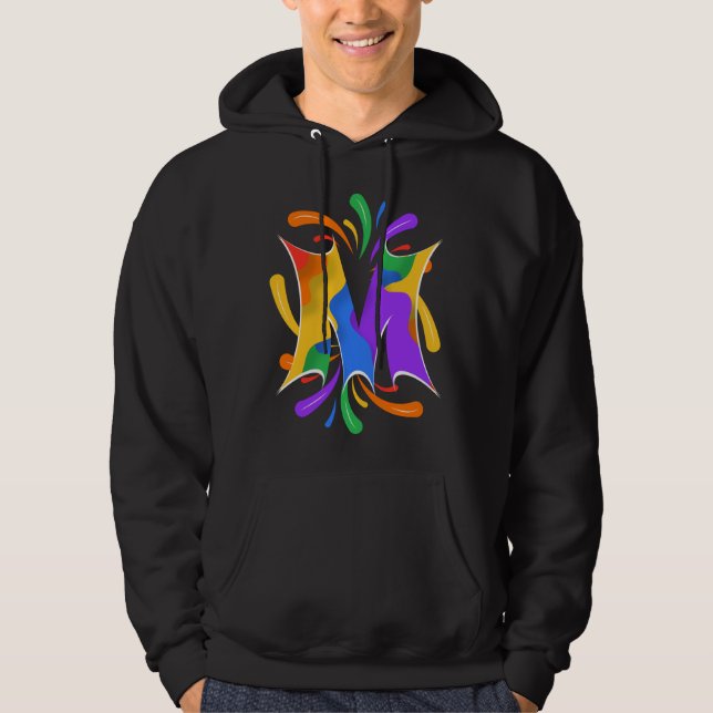 Rainbow Letter M Monogram Abstract Hoodie (Front)