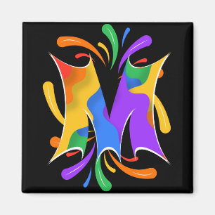 Rainbow Letter M Monogram Abstract Magnet