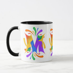 Rainbow Letter M Monogram Abstract Mug
