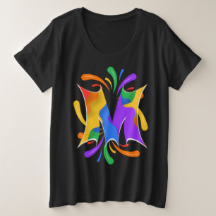 Rainbow Letter M Monogram Abstract Plus Size T-Shirt