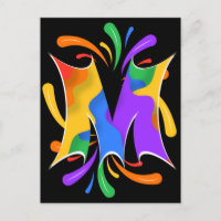Rainbow Letter M Monogram Abstract