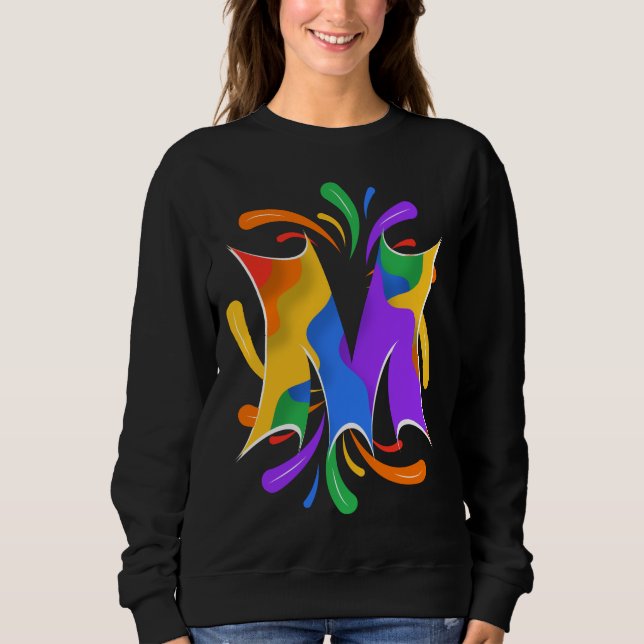 Rainbow Letter M Monogram Abstract Sweatshirt (Front)