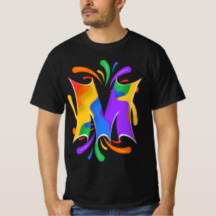 Rainbow Letter M Monogram Abstract T-Shirt