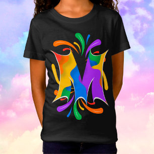 Rainbow Letter M Monogram Abstract T-Shirt
