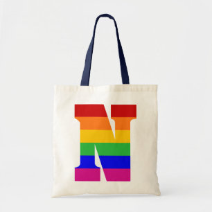 Rainbow Letter N Tote Bag