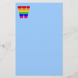 Rainbow Letter W Stationery