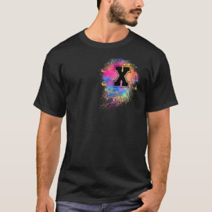 Rainbow Letter X Initial Monogrammed Colourful Pin T-Shirt