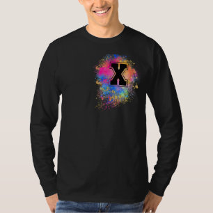 Rainbow Letter X Initial Monogrammed Colourful Pin T-Shirt