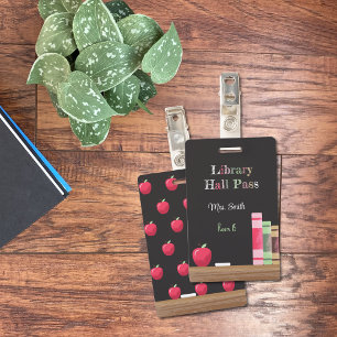 Rainbow Letters Chalkboard Vertical Hall Pass  ID Badge