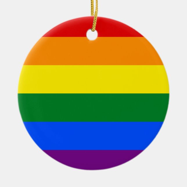 Rainbow (LGBT) Flag Ceramic Tree Decoration (Front)