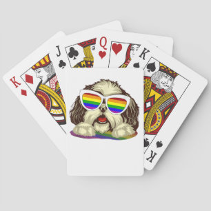 Rainbow LGBT Flag Gay Pride Shih Tzu Dog Copy Playing Cards