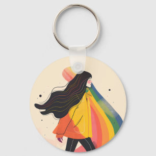 rainbow lgbt girl, Gay Lesbian, pride Key Ring