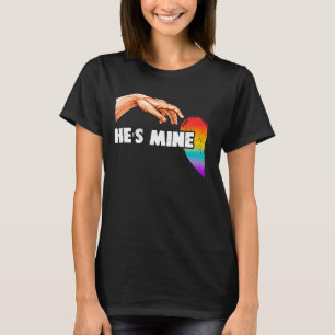 Rainbow Lgbt Heart He's Mine For Gay Couples Pullo T-Shirt