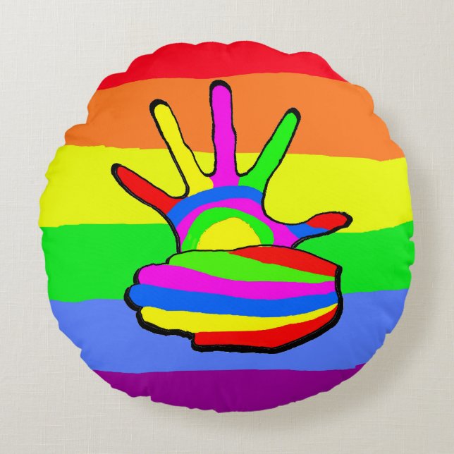Rainbow LGBT love Round Cushion (Front)