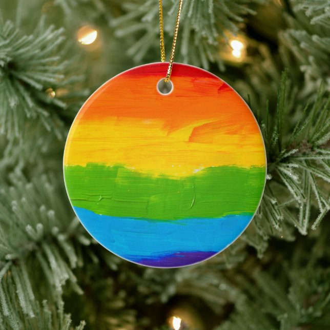 Rainbow LGBT Pride Ornament – Colorful Ceramic  (Tree)