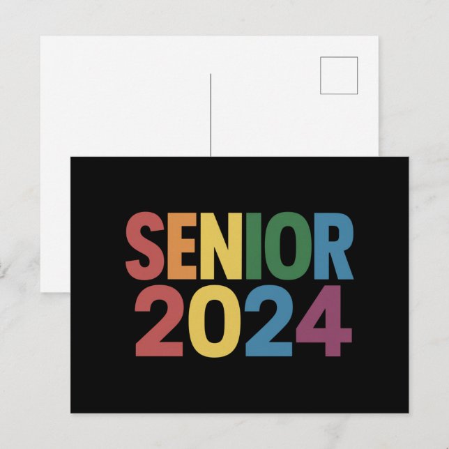 Rainbow LGBT Pride Senior 2024 Graduation Postcard (Front/Back)