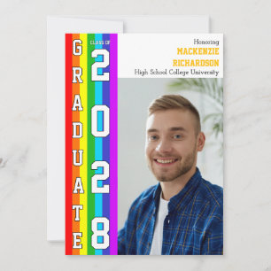 Rainbow LGBT Student Graduation Party Photo Invitation