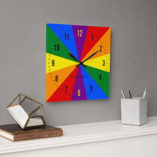 Rainbow LGBTQ American Pride Diversity Flag Square Wall Clock