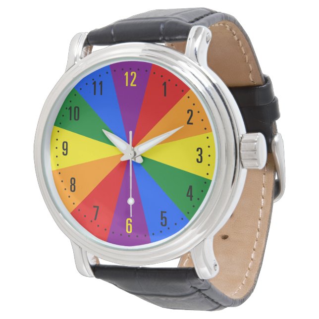 Rainbow LGBTQ American Pride Diversity Star Burst Watch (Angled)