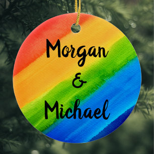 Rainbow LGBTQ Christmas Holiday Ceramic Tree Decoration